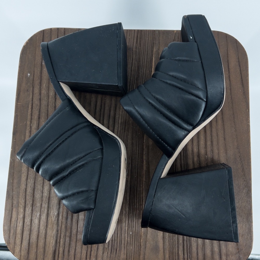 Circus NY by Sam Edelman Black Quilted Puffer Platform Block Heel Mules Size 8.5 - Picture 3 of 5